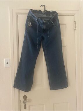 i jeans by Buffalo Navy Wide-Leg Flare Jeans with Drawstring